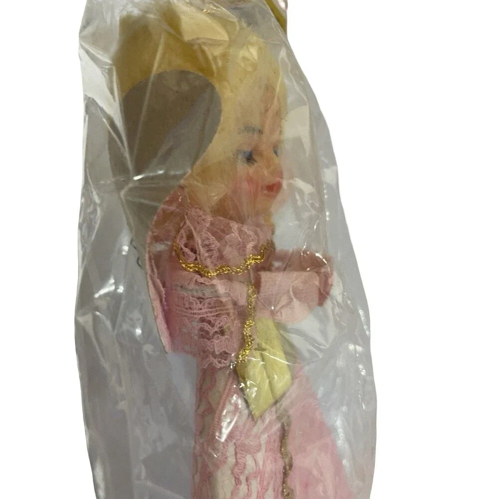 Woolco Christmas Celluloid Angel Pink MCM 8.5” Hong Kong 1960s Rare Kitsch New
